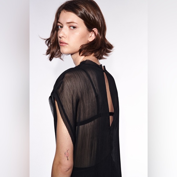 NWT ZARA Black Sheer Tunic - Picture 5 of 12